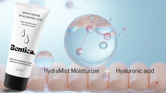 How does Bentica’s moisturizer with Hyaluronic Acid provide long-lasting hydration? bentica.