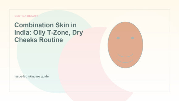 Illustration of combination skin showing an oily T-zone and dry cheeks in Indian weather