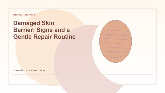Illustration of a damaged skin barrier and a gentle repair routine