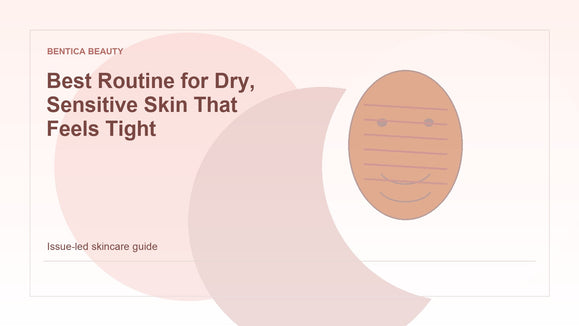 Illustration of dry sensitive skin that feels tight with a soothing skincare routine