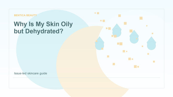 Illustration of oily but dehydrated skin balancing oil and water