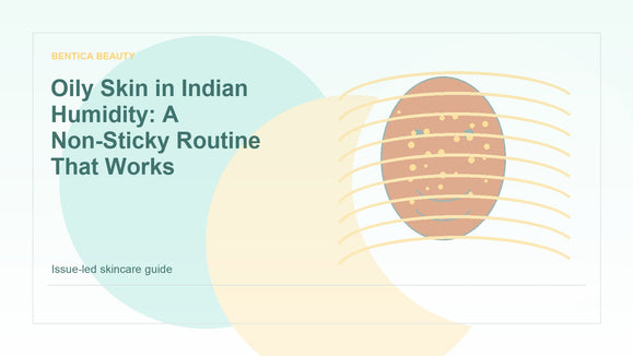 Illustration of oily skin in Indian humidity with a non-sticky skincare routine