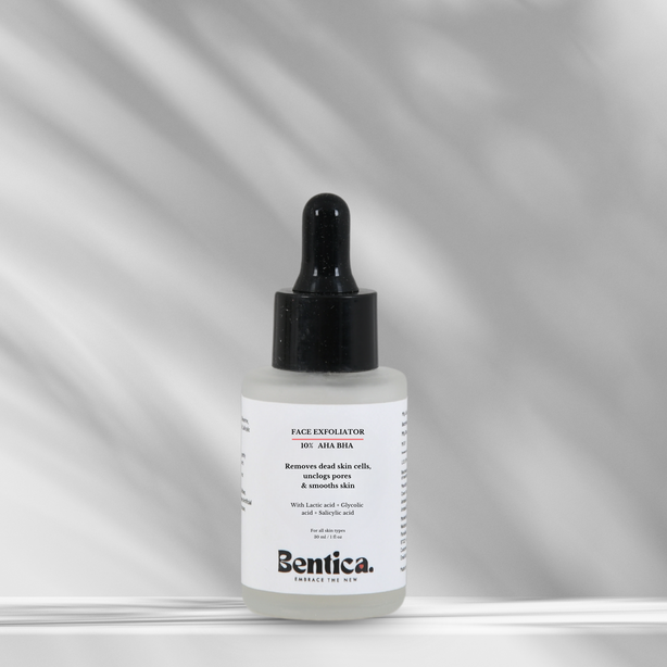 Bentica AHA BHA Exfoliating Serum for face — gentle exfoliation for radiant skin