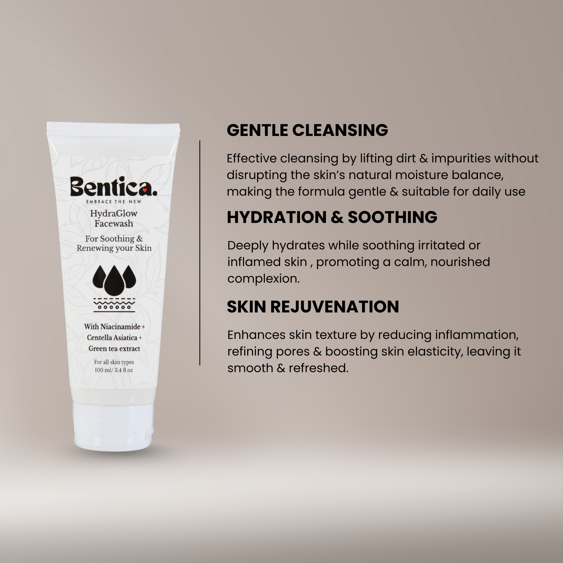 How to use Bentica Hydraglow Facewash for mild and moisturizing skincare routine