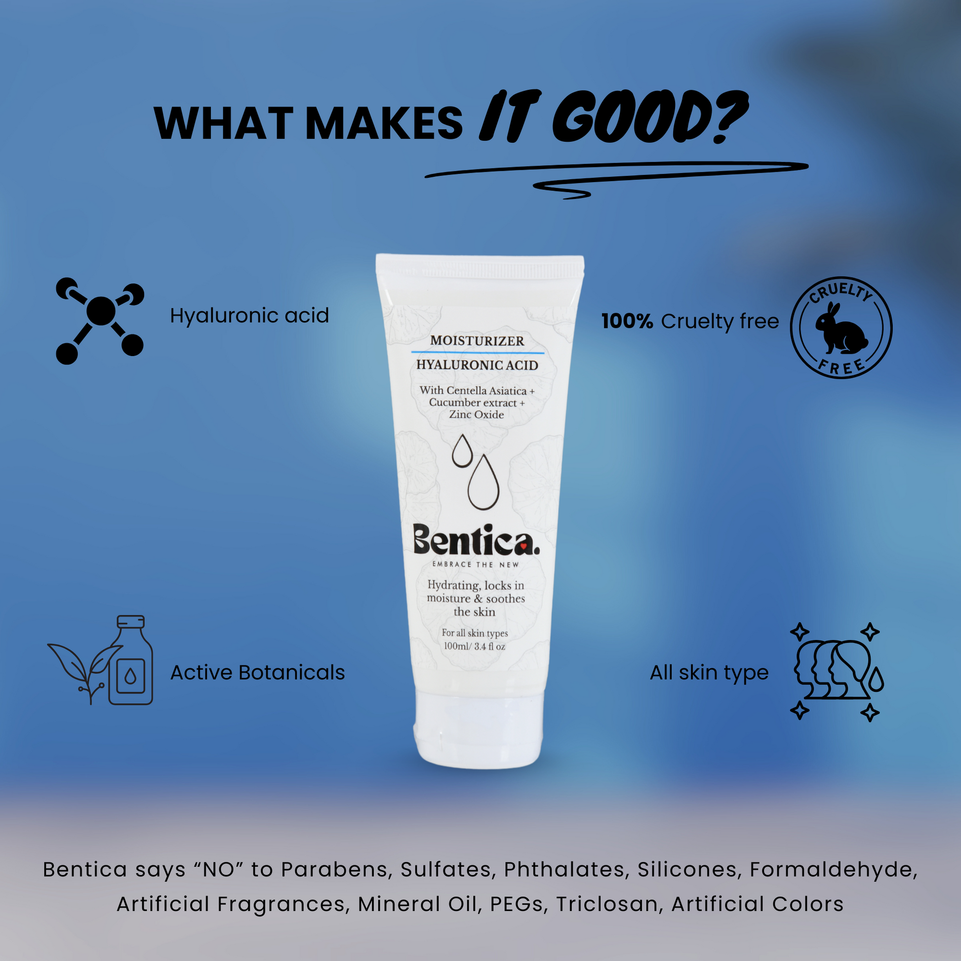 Benefits of using Bentica Hydramist moisturizer with shea butter, Centella asiatica, and cucumber extract for glowing skin