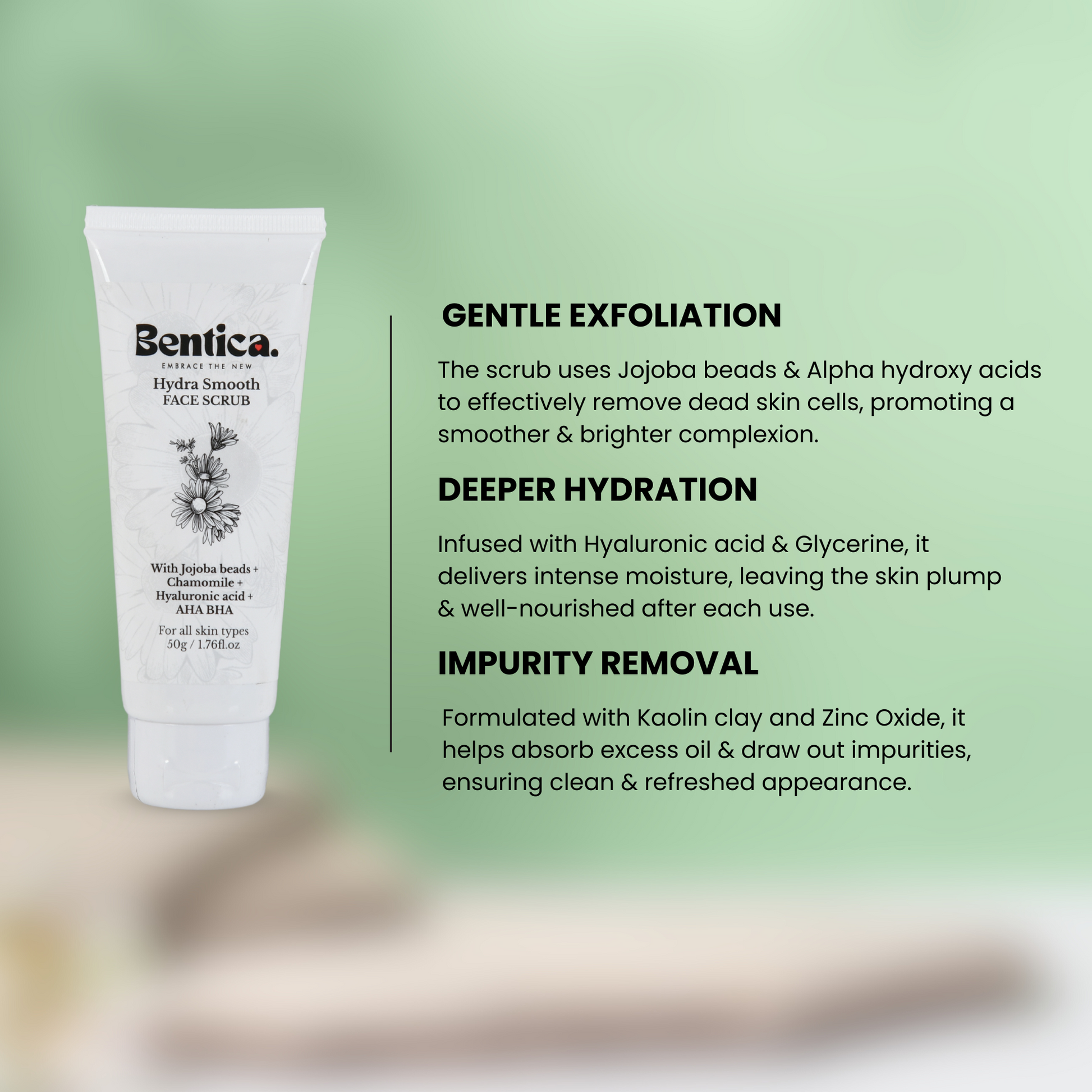 How to use Bentica HydraSmooth Scrub exfoliating scrub for face to remove dead skin cells