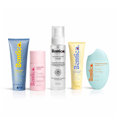 Collection of Benrica skincare products on a white background