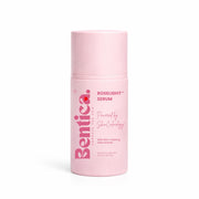 Pink serum bottle labeled 'Bentica' on a white background