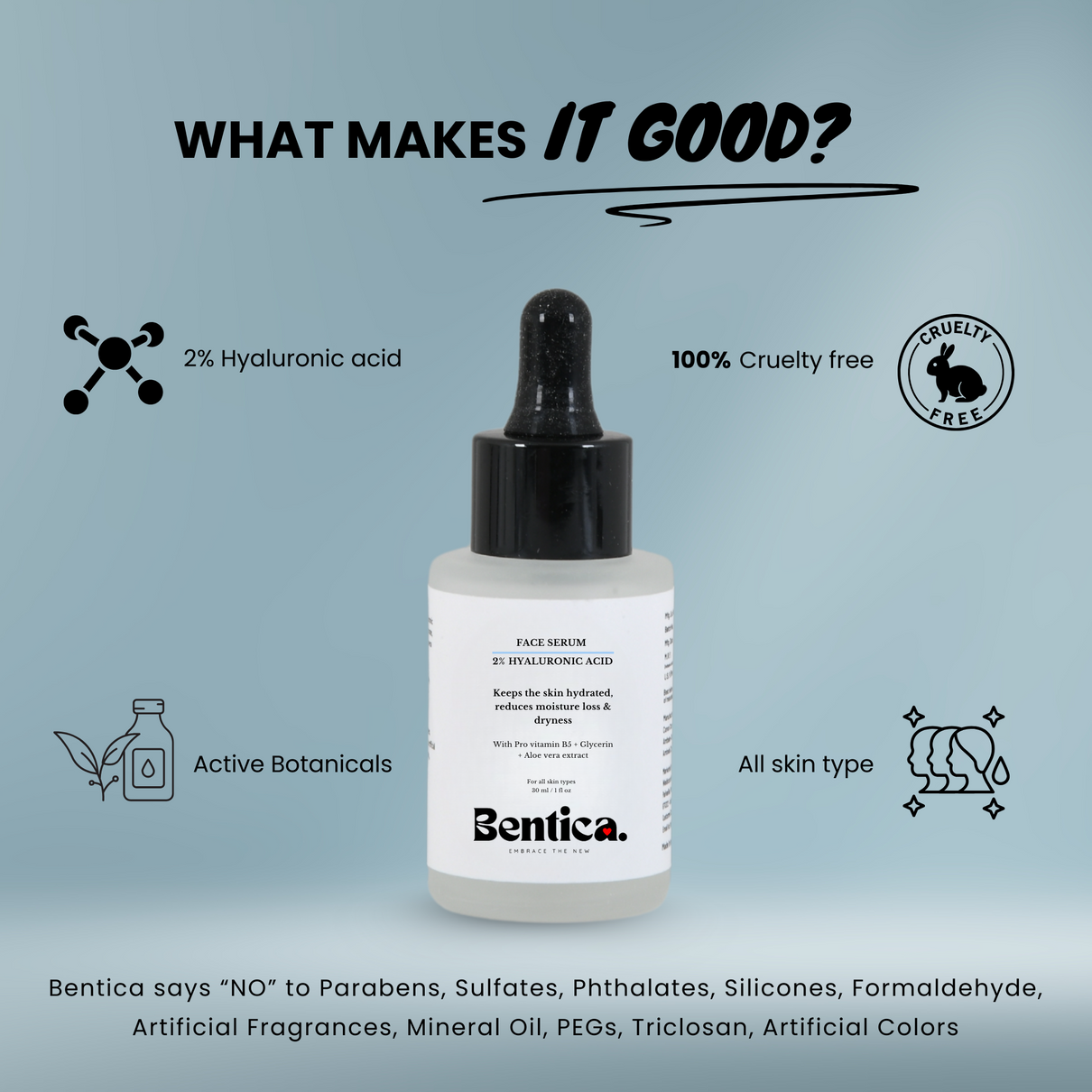 Why Bentica hyaluronic acid serum is best – hydrating serum with provitamin B5 and 2 hyaluronic acid